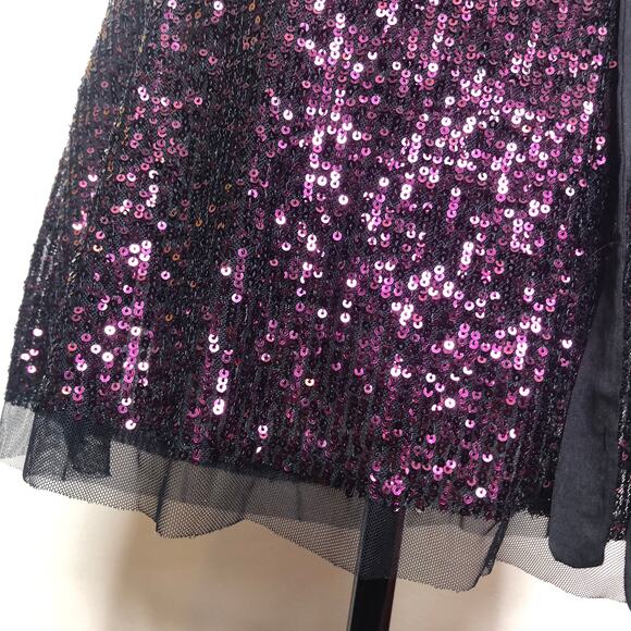Free People Micro Mini Dress Purple Sequin Plunge V Neck Tie Back Party xs - Picture 4 of 9
